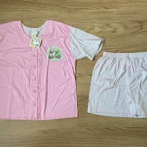 - 100 % cotton Sleepsuit 2 piece pink short dream team bear top USA appro 10-12